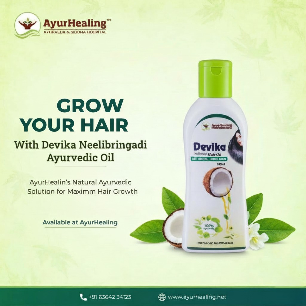 With Devika Neelibringadi Ayurvedic Oil